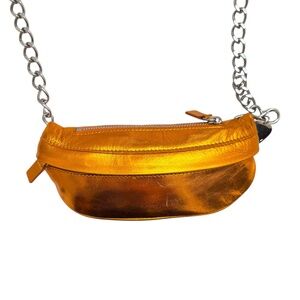 Avec la Troupe bright gold copper belt sling bag rare